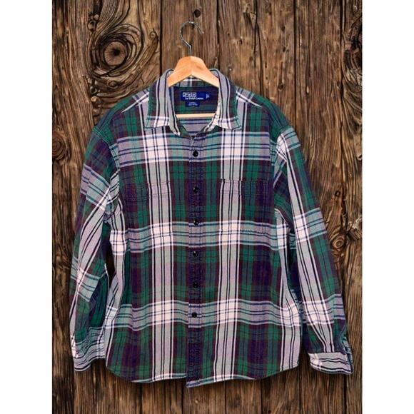 Polo Ralph Lauren Farrell Heavy Twill Shacket Men’s L Tartan Plaid Work Shirt - Picture 3 of 8